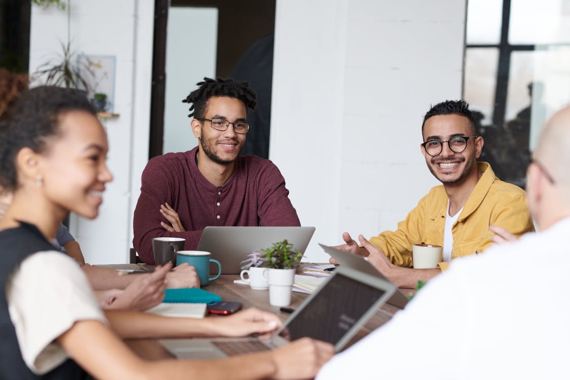 Business professionals reviewing AI and data architecture